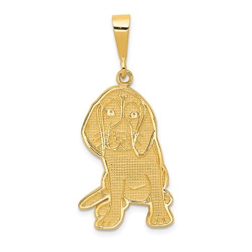 14k Yellow Gold Sitting Beagle Pendant 1in