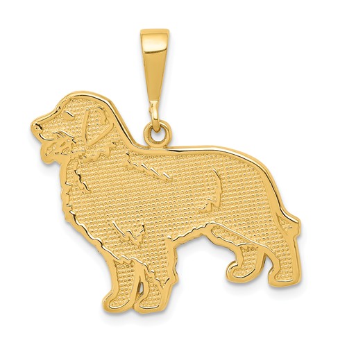 14k Yellow Gold Golden Retriever Pendant 7/8in