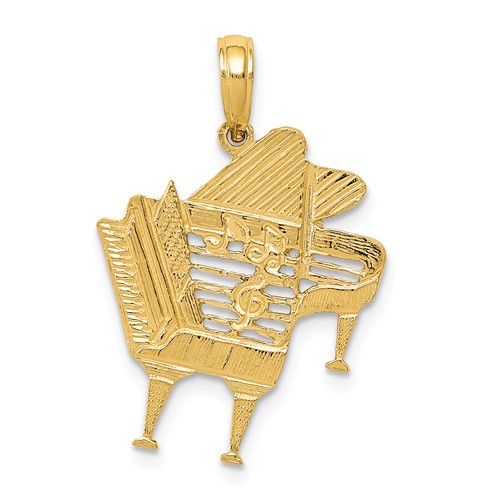 14k Yellow Gold Piano Pendant 3/4in