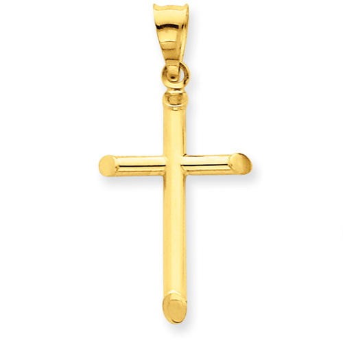 14kt Yellow Gold 3-D 1in Hollow Cross