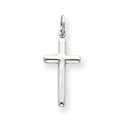 14kt White Gold 7/8in Smooth Rounded Cross