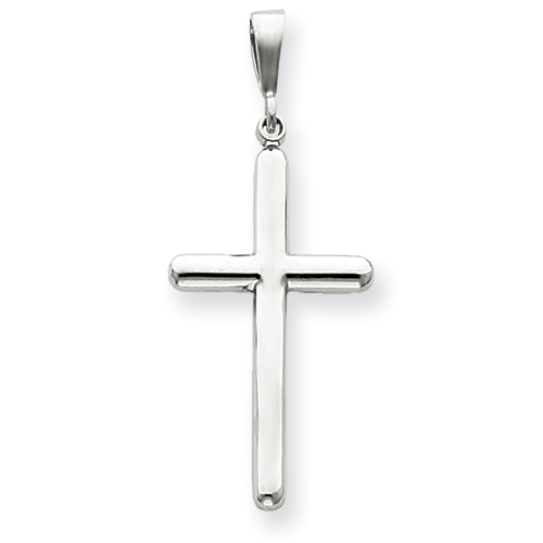 14k White Gold Cross Pendant with Rounded Arms 1 5/16in