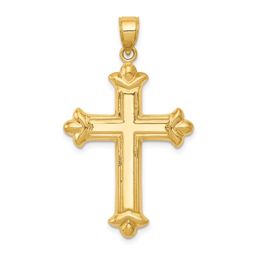 14kt Yellow Gold Reversible 1 3/16in Diamond Cut Cross Pendant