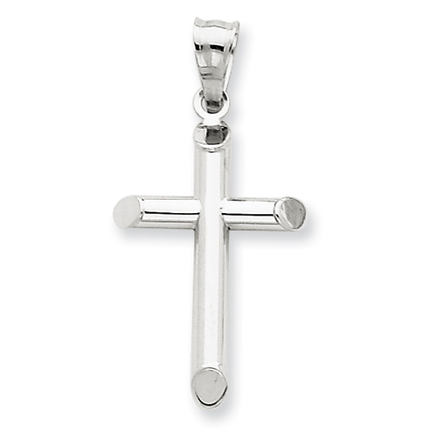 14kt White Gold 15/16in Hollow 3-D Cross