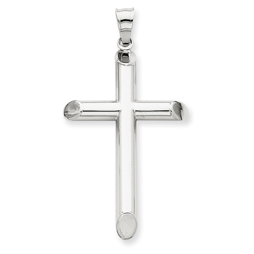 14kt White Gold 1 7/16in Hollow 3-D Cross