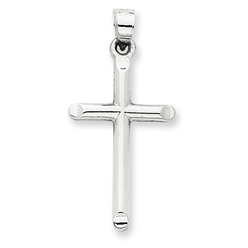 14kt White Gold 1 1/16in Hollow 3-D Cross