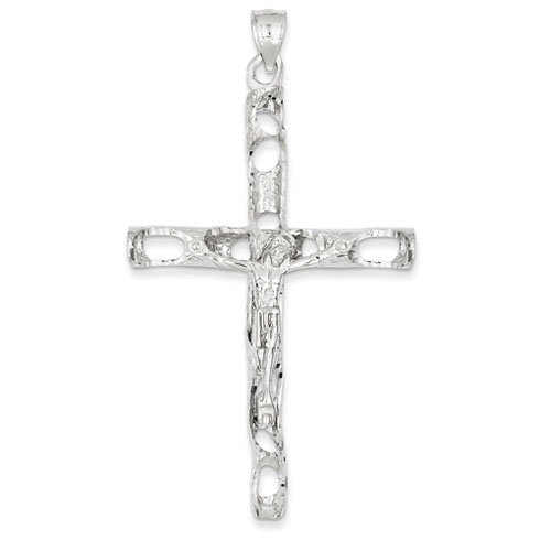 14k White Gold Crucifix Pendant 2 3/8in