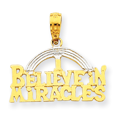14k Gold and Rhodium I Believe In Miracles Pendant