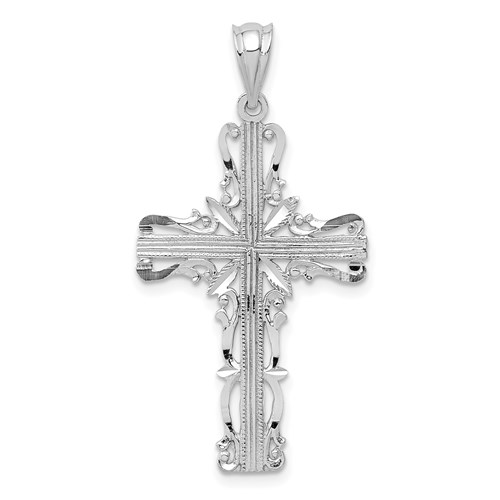 14kt White Gold 1 1/8in Latin Filigree Cross Pendant