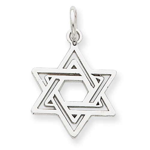 14k White Gold 5/8in Jewish Star of David Charm