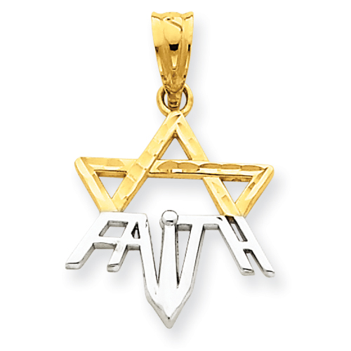 14k Gold and Rhodium 5/8in Faith Star Of David Pendant