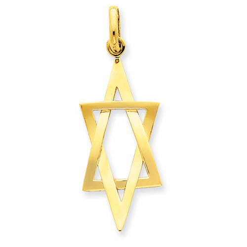 14k Yellow Gold 1 1/4in Elongated Star of David Pendant