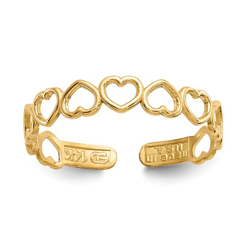 14kt Yellow Gold Open Hearts Toe Ring