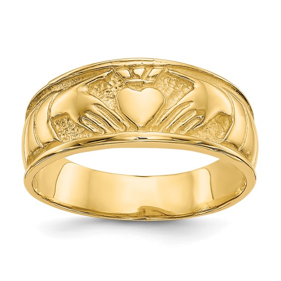 14kt Yellow Gold 7mm Ladies' Claddagh Wedding Band