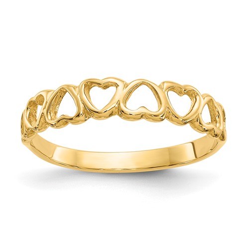 14kt Yellow Gold Polished Open Hearts Ring