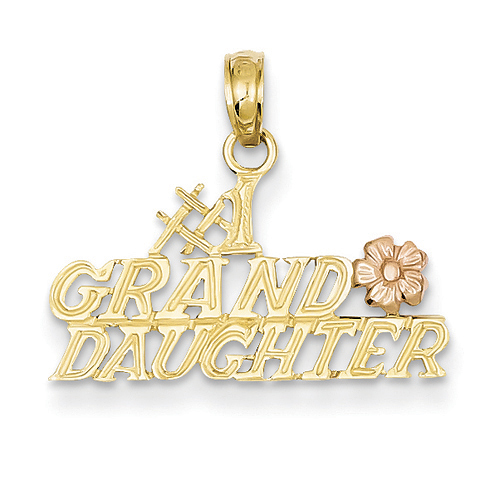 14k Two-tone Gold #1 Granddaughter with Flower Pendant
