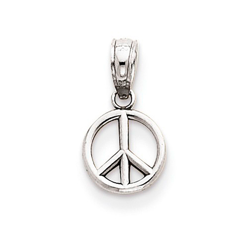 14k White Gold 1/4in 3-D Peace Symbol Charm