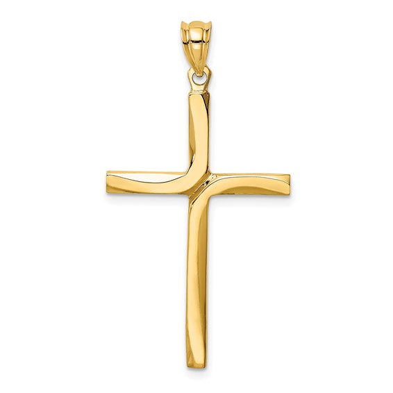 14k Yellow Gold Polished & Satin Cross Pendant  1 1/2in