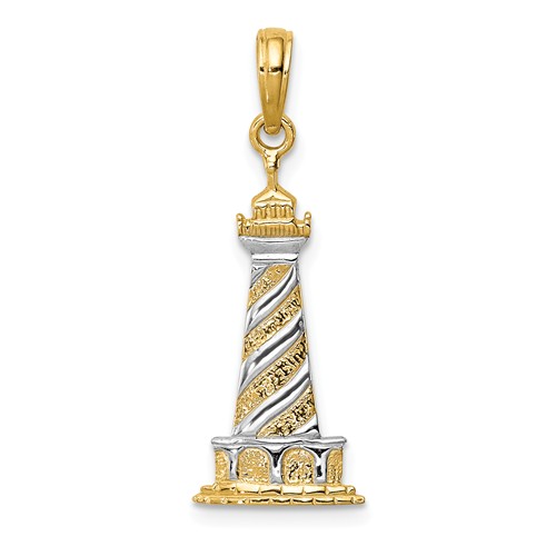 14k Yellow Gold and Rhodium Cape Hatteras Pendant 3/4in