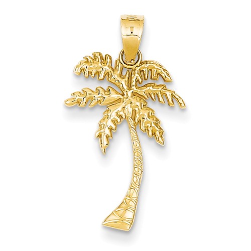 14kt Yellow Gold 7/8in Palm Tree Pendant