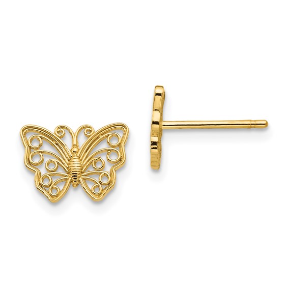 14kt Yellow Gold 3/8in Butterfly Post Earrings