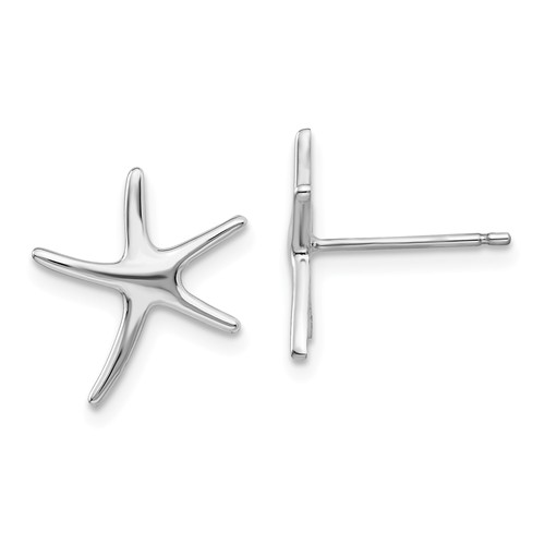14k White Gold Polished Dancing Starfish Earrings 1/2in