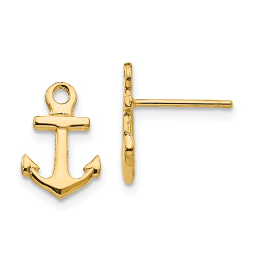 14k Yellow Gold Small Classic Anchor Earrings