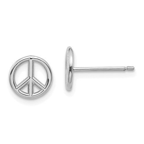 14k White Gold Polished Peace Symbol Earrings