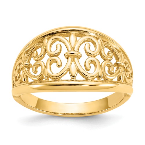 14k Yellow Gold Fleur-De-Lis Design Ring