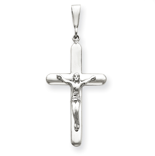 14k White Gold 1 3/8in Crucifix Pendant with Rounded Ends