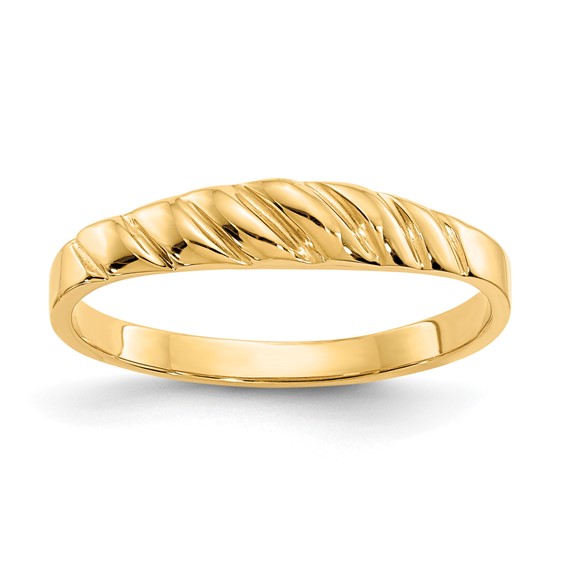 14k Yellow Gold Grooved Valley Dome Ring