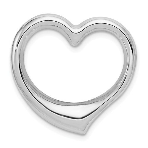 14k White Gold Heart Slide Pendant 1in