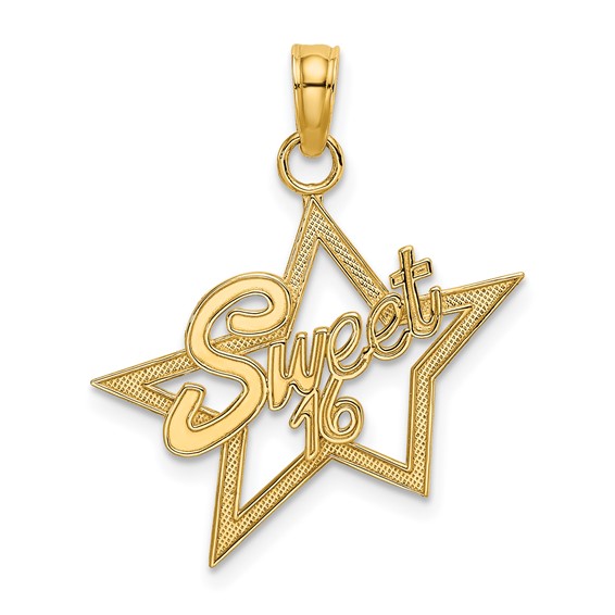14kt Yellow Gold 5/8in Sweet 16 Star Charm