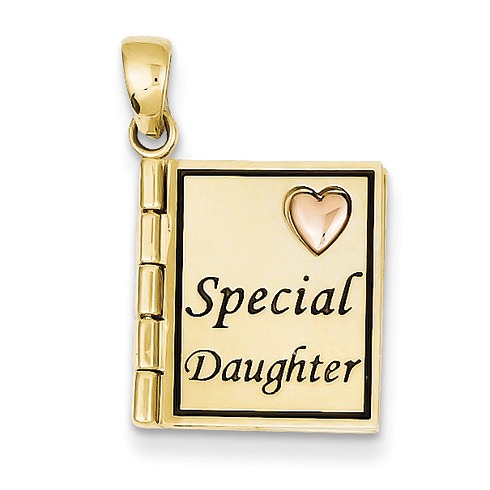 14kt Yellow and Rose Gold Enameled Special Daughter Book Charm