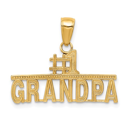 14k Yellow Gold #1 Grandpa Pendant with Bar