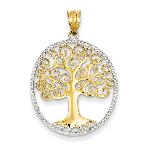 14kt Yellow Gold 7/8in Tree of Life Pendant with Filigree