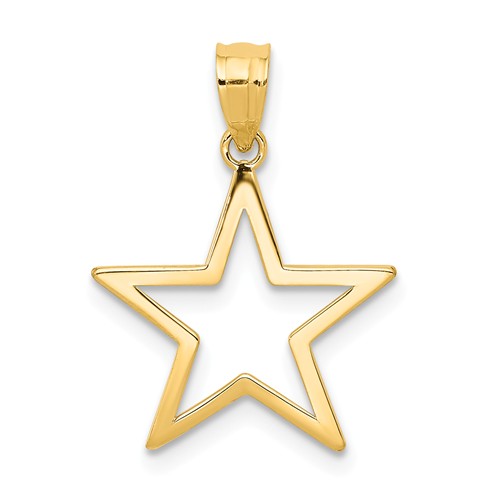 14k Yellow Gold Open Star Charm 5/8in
