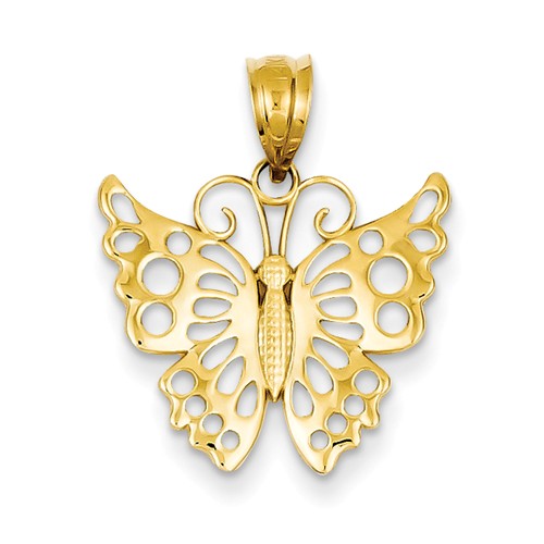 14kt Yellow Gold Lightweight Butterfly Pendant 5/8in 