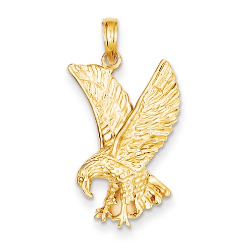 10k Yellow Gold 7/8in Textured Eagle Pendant