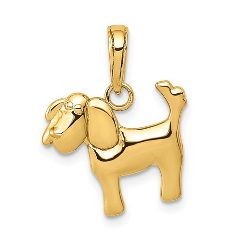 14k Yellow Gold Polished Dog Charm