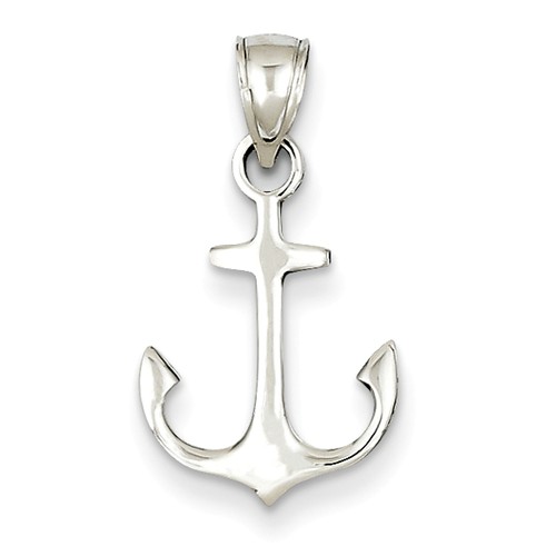 14k White Gold Anchor Charm 5/8in