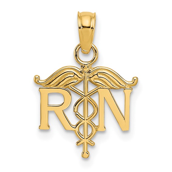 14kt Yellow Gold 1/2in Registered Nurse Petite Charm