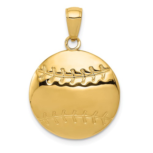 14k Yellow Gold Small Baseball Pendant