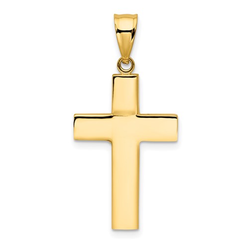 14k Yellow Gold Hollow Latin Cross Pendant 7/8in