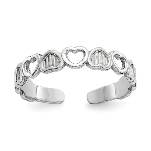 14k White Gold Toe Ring with Hearts