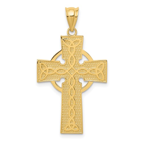 14k Celtic Trinity Knot Cross Pendant 1in