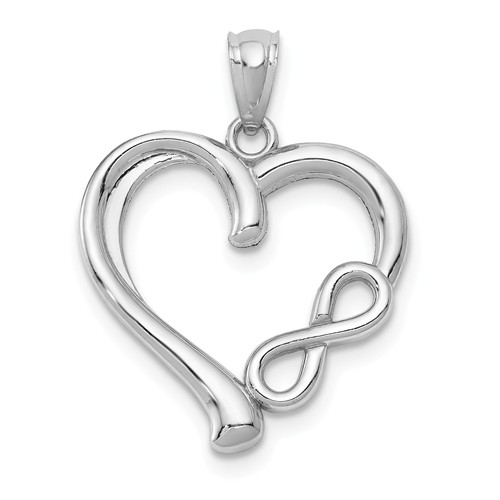 14k White Gold Small Infinity Heart Pendant