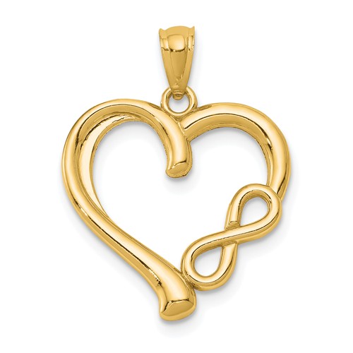 14k Yellow Gold Small Infinity Heart Pendant