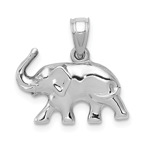 14k White Gold Small Elephant Pendant