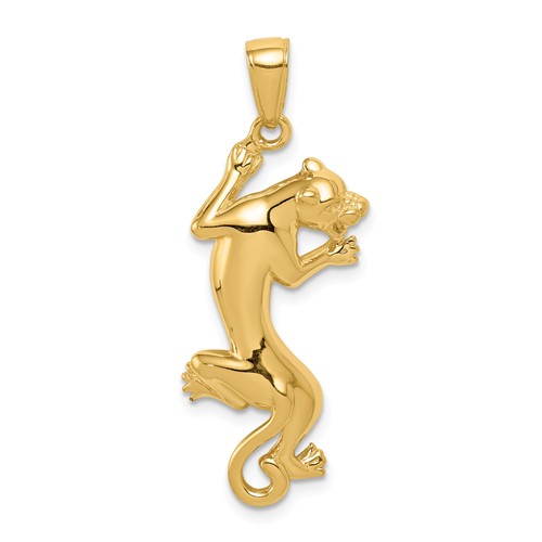 14k Yellow Gold Panther Pendant 1in